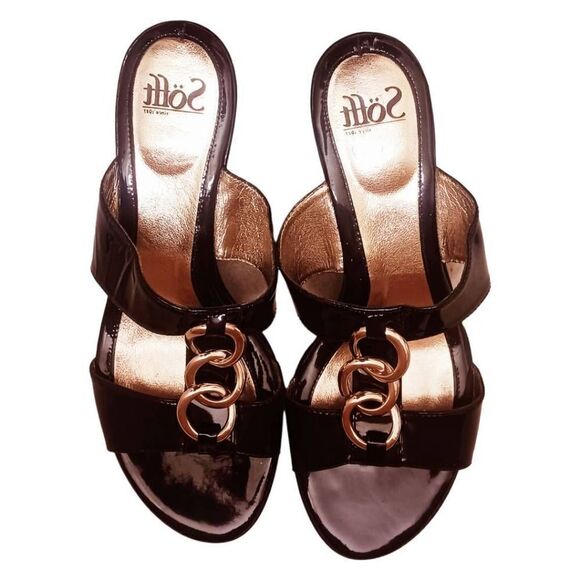 SOFFT Women's Leather Gold Tone Sandals 9 Wide - Picture 3 of 13